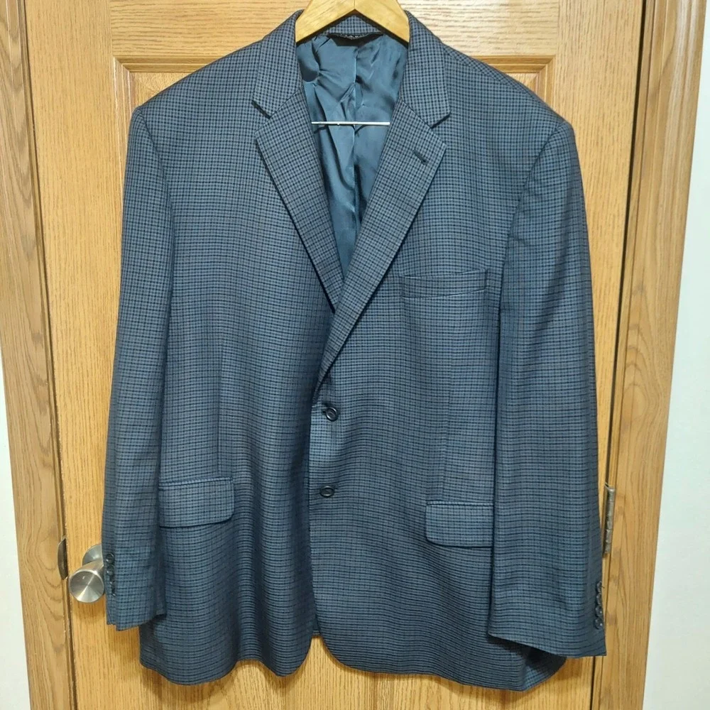 Jos. A. Bank Signature Collection‎ Tailored Fit Silk Wool Blue Blazer Jacket 48R